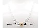 GMN7338 white crystal graduated beaded necklace & bracelet set