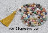 GMN735 Hand-knotted 8mm, 10mm colorfull gemstone 108 beads mala necklaces with tassel