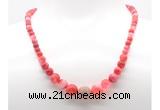 GMN7355 red banded agate graduated beaded necklace & bracelet set