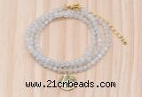 GMN7400 4mm faceted round tiny white jade beaded necklace with constellation charm