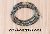 GMN7404 4mm faceted round tiny Indian agate beaded necklace with constellation charm