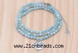 GMN7413 4mm faceted round tiny amazonite beaded necklace with constellation charm