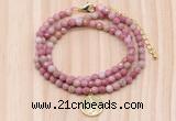 GMN7425 4mm faceted round tiny pink wooden jasper beaded necklace with constellation charm