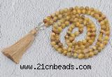 GMN743 Hand-knotted 8mm, 10mm golden tiger eye 108 beads mala necklaces with tassel