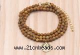 GMN7431 4mm faceted round tiny wooden jasper beaded necklace with constellation charm