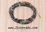 GMN7435 4mm faceted round tiny African bloodstone beaded necklace with constellation charm
