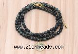 GMN7439 4mm faceted round tiny kambaba jasper beaded necklace with constellation charm