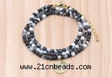 GMN7441 4mm faceted round tiny black & white jasper beaded necklace with constellation charm