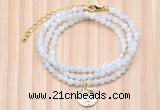 GMN7451 4mm faceted round tiny white moonstone beaded necklace with constellation charm