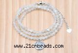 GMN7452 4mm faceted round tiny white moonstone beaded necklace with constellation charm