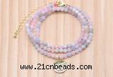 GMN7457 4mm faceted round tiny morganite beaded necklace with constellation charm