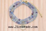 GMN7461 4mm faceted round fluorite beaded necklace with constellation charm