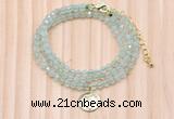 GMN7462 4mm faceted round prehnite beaded necklace with constellation charm