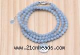 GMN7468 4mm faceted round blue angel skin beaded necklace with constellation charm