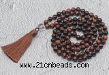 GMN747 Hand-knotted 8mm, 10mm red tiger eye 108 beads mala necklaces with tassel