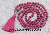 GMN755 Hand-knotted 8mm, 10mm red tiger eye 108 beads mala necklaces with tassel