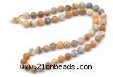 GMN7617 18 - 36 inches 8mm, 10mm matte yellow crazy lace agate beaded necklaces