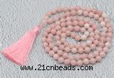 GMN770 Hand-knotted 8mm, 10mm Chinese pink opal 108 beads mala necklaces with tassel
