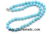 GMN7701 18 - 36 inches 8mm, 10mm round blue howlite beaded necklaces