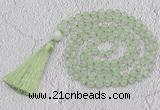 GMN772 Hand-knotted 8mm, 10mm prehnite 108 beads mala necklaces with tassel