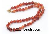 GMN7745 18 - 36 inches 8mm, 10mm round red banded agate beaded necklaces