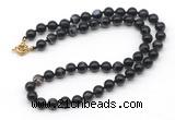 GMN7748 18 - 36 inches 8mm, 10mm round black banded agate beaded necklaces