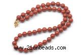 GMN7772 18 - 36 inches 8mm, 10mm round red jasper beaded necklaces