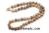 GMN7776 18 - 36 inches 8mm, 10mm round picture jasper beaded necklaces