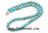 GMN7788 18 - 36 inches 8mm, 10mm round blue sea sediment jasper beaded necklaces