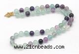 GMN7801 18 - 36 inches 8mm, 10mm round fluorite beaded necklaces