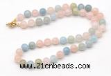 GMN7807 18 - 36 inches 8mm, 10mm round morganite beaded necklaces
