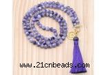 GMN8204 18 - 36 inches 8mm dogtooth amethyst 54, 108 beads mala necklace with tassel