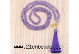 GMN8205 18 - 36 inches 8mm amethyst 54, 108 beads mala necklace with tassel