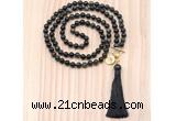 GMN8222 18 - 36 inches 8mm golden obsidian 54, 108 beads mala necklace with tassel