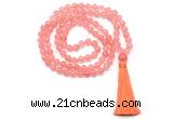 GMN8401 8mm, 10mm cherry quartz 27, 54, 108 beads mala necklace with tassel