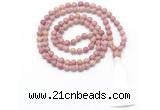 GMN8415 8mm, 10mm pink wooden jasper 27, 54, 108 beads mala necklace with tassel