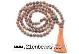 GMN8417 8mm, 10mm picasso jasper 27, 54, 108 beads mala necklace with tassel