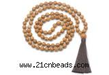 GMN8418 8mm, 10mm wooden jasper 27, 54, 108 beads mala necklace with tassel