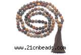 GMN8450 8mm, 10mm matte picasso jasper 27, 54, 108 beads mala necklace with tassel