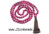 GMN8482 8mm, 10mm red tiger eye 27, 54, 108 beads mala necklace with tassel