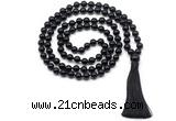 GMN8500 8mm, 10mm black onyx 27, 54, 108 beads mala necklace with tassel