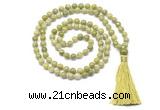 GMN8519 8mm, 10mm China jade 27, 54, 108 beads mala necklace with tassel