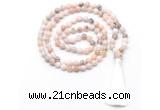 GMN8528 8mm, 10mm natural pink opal 27, 54, 108 beads mala necklace with tassel