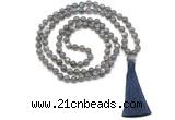 GMN8532 8mm, 10mm labradorite 27, 54, 108 beads mala necklace with tassel