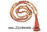GMN8552 8mm, 10mm picture jasper & red jasper 108 beads mala necklace with tassel