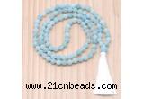 GMN8704 Hand-Knotted 8mm, 10mm Matte Amazonite 108 Beads Mala Necklace