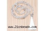 GMN8708 Hand-Knotted 8mm, 10mm Matte Montana Agate 108 Beads Mala Necklace