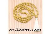 GMN8802 Hand-Knotted 8mm, 10mm Grade AA Golden Tiger Eye 108 Beads Mala Necklace