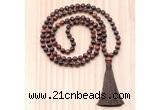 GMN8806 Hand-Knotted 8mm, 10mm Grade AA Red Tiger Eye 108 Beads Mala Necklace