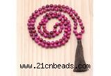 GMN8808 Hand-Knotted 8mm, 10mm Red Tiger Eye 108 Beads Mala Necklace